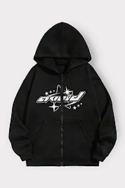 Siyah Void Yıldız Unisex kapüşonlu Fermuarlı Hırka