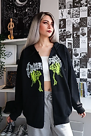 Siyah İskelet Kelebek Hırka