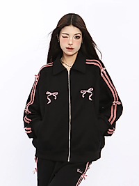 Siyah Pink Coquette 3 İplik Şardonlu Hırka