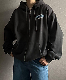 Chicago Navy Pier Baskılı Siyah Hırka