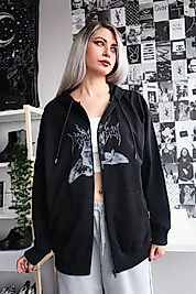 Siyah Ters Heykel Kanat Hırka